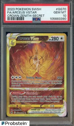 2023 Pokemon SWSH Crown Zenith Secret #GG70 FA Arceus VSTAR PSA 10 GEM MINT - Image 1