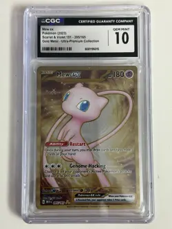 CGC 10 GEM MINT Mew Ex 205/165 Gold METAL 151 UPC PROMO Pokemon Card - Image 1