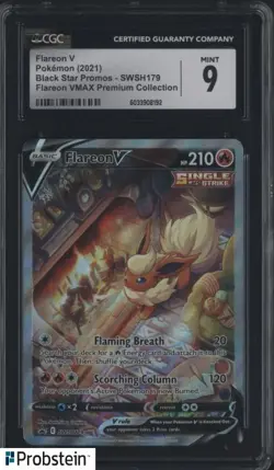 Flareon V 2021 Pokemon BSP Flareon VMAX Premium Collection SWSH179 CGC 9 - Image 1
