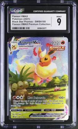 Flareon Vmax SWSH180 Premium Collection Pokemon CGC 9 Mint *077 - Image 1