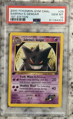 2000 POKEMON GYM CHALLENGE 1ST ED #29 SABRINA'S GENGAR PSA 10 - Image 3