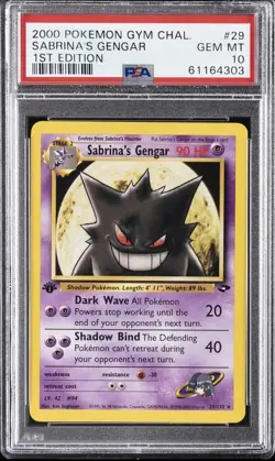 2000 POKEMON GYM CHALLENGE 1ST ED #29 SABRINA'S GENGAR PSA 10 - Image 1
