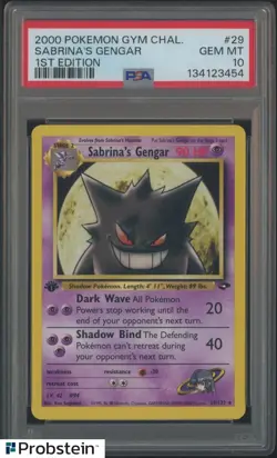 2000 Pokemon Gym Challenge 1st Edition #29 Sabrina's Gengar PSA 10 GEM MINT - Image 1
