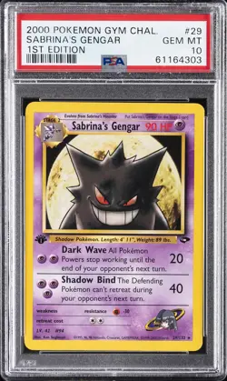 2000 POKEMON GYM CHALLENGE 1ST ED #29 SABRINA'S GENGAR PSA 10 - Image 1
