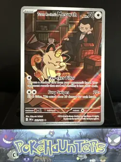 Pokemon Card Team Rocket’s Meowth 203/182 Illustration Rare Destined Rivals NM - Image 1