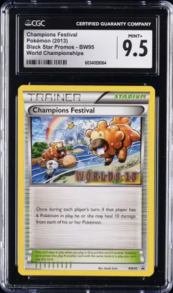 2013 POKEMON BLACK STAR PROMOS WORLD CHAMP #BW95 CHAMPIONS FESTIVAL CGC 9.5 - Image 1
