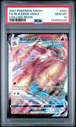 2021 POKEMON SWORD & SHIELD CHILLING REIGN 021 FULL ART/BLAZIKEN VMAX PSA 10 - Image 1