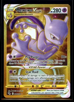 2022 Sword & Shield - Pokemon GO Mewtwo VSTAR #86 Gold Secret Rare Pokemon Card - Image 1