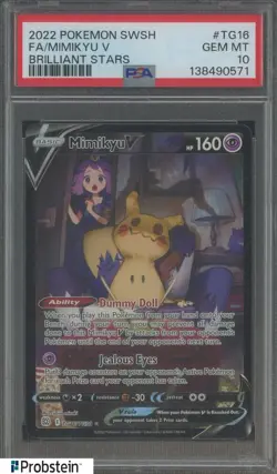 2022 Pokemon Brilliant Stars TG16/TG30 Mimikyu V Trainer Gallery PSA 10 GEM MINT - Image 1