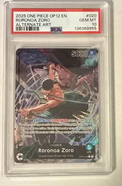 One Piece TCG CCG OP12-020 OP12-020 RORONOA ZORO Alt Art Legacy Master PSA 10 - Image 1