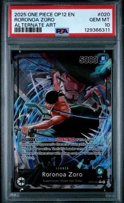 One Piece TCG CCG OP12-020 OP12-020 RORONOA ZORO Alt Art Legacy Master PSA 10 - Image 1