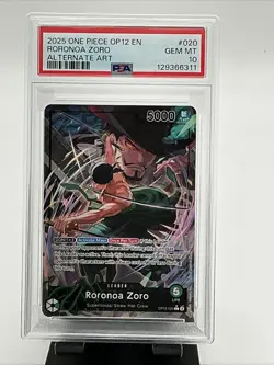 One Piece TCG CCG OP12-020 OP12-020 RORONOA ZORO Alt Art Legacy Master PSA 10 - Image 3