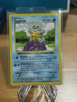 Pokemon Squirtle TCG Base Set Shadowless Common Card 63/102 Regular LP - Image 1