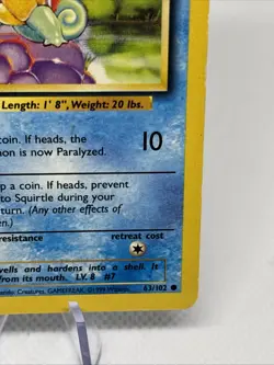 Pokemon TCG Squirtle Base Set 63/102 Unlimited 1999 Common Card | LP - Image 3