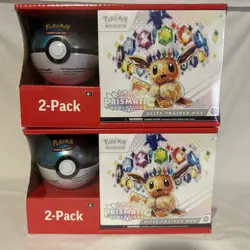 2 Pokemon Prismatic Evolutions ETB Elite Trainer Box & PokeBall Sams Club Bundle - Image 1