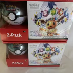 2 Pokemon Prismatic Evolutions ETB Elite Trainer Box & PokeBall Sams Club Bundle - Image 2