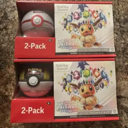 2 POKEMON PRISMATIC EVOLUTIONS ETB ELITE TRAINER BOX & POKEBALL SAMS CLUB BUNDLE - Image 1