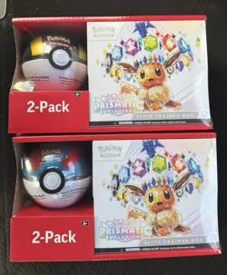 2 POKEMON PRISMATIC EVOLUTIONS ETB ELITE TRAINER BOX & POKEBALL SAMS CLUB BUNDLE - Image 1