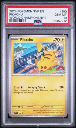Pokemon Pikachu 2024 World Championships Promo SVP EN 190 PSA 10 Gem Mint - Image 1