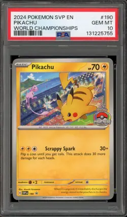Pokemon Pikachu 2024 World Championships Promo SVP EN 190 PSA 10 Gem Mint - Image 1