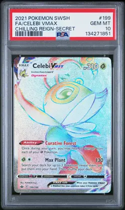 2021 POKEMON SWORD & SHIELD CHILLING REIGN SECRET FULL ART/CELEBI VMAX PSA 10 - Image 1