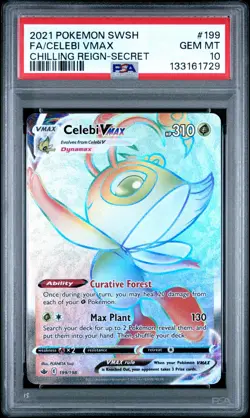 2021 POKEMON SWORD & SHIELD CHILLING REIGN SECRET FULL ART/CELEBI VMAX PSA 10 - Image 1