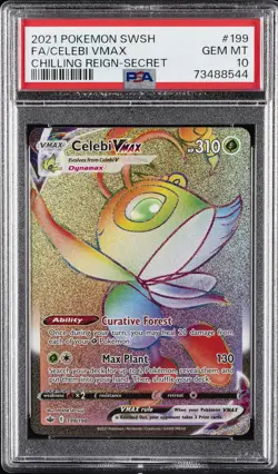 2021 POKEMON SWORD & SHIELD CHILLING REIGN SECRET FULL ART/CELEBI VMAX PSA 10 - Image 1