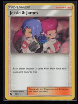 Jessie & James 58/68 Pokemon Hidden Fates Rare Near Mint Holo Card - Image 1