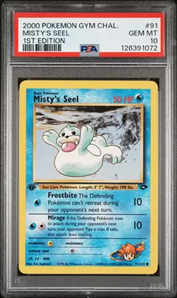 2000 POKEMON GYM CHALLENGE 1ST ED #91 MISTY'S SEEL PSA 10 - Image 1
