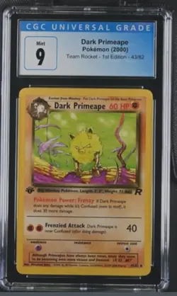 2000 Pokemon Dark Primeape 043/082 Team Rocket 1st Edition CGC 9 - Image 1