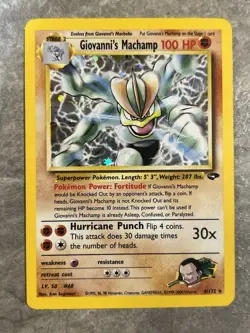 Giovanni's Machamp 6/132 Gym Challenge Pokemon Holo Rare WOTC Light Play LP - Image 1