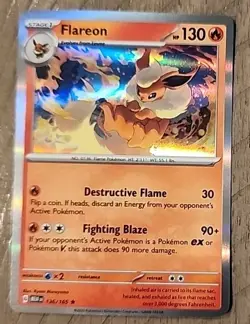 Flareon 136/165 151 Holo Pokemon Rare Scarlet & Violet Nm - Image 1