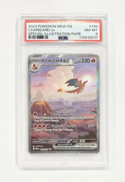 2023 Pokemon 151 Charizard EX 199/165 Special Illustration Rare PSA 8 NM-MT - Image 1