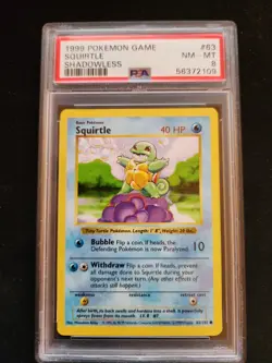 Squirtle Shadowless 63/102 PSA 8 1999 Pokemon Game Base Set WOTC Vintage - Image 1