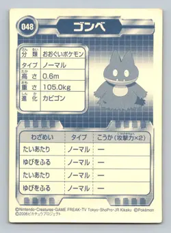 Pokemon Japanese - Munchlax 048 - Advanced Generation - Sticker - Image 2