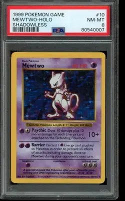 PSA 8 NM-MT Pokemon Mewtwo Base Set Shadowless Holo 10/102 - Image 1