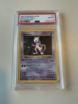 Pokemon 1999 Base Set Shadowless Mewtwo Holo Card #10/102 PSA 8 NM-MT - Image 1
