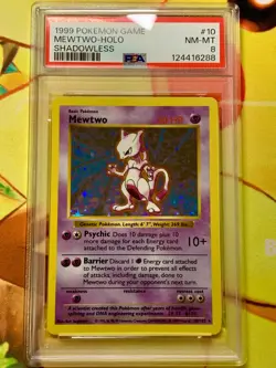 PSA 8 Mewtwo NM-MT Base Set Shadowless Holo Pokemon 10/102 1999 - Image 1