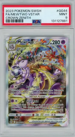2023 Pokemon SWSH Crown Zenith Mewtwo Vstar GG44/GG70 PSA 9 - Image 1