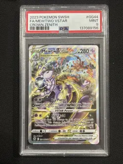 2023 Pokemon SWSH Full Art Mewtwo Vstar GG44/GG70 Crown Zenith PSA 9 (525 - Image 1