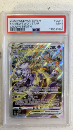 PSA 9 2023 Pokemon Mewtwo Vstar GG44/GG70 Crown Zenith TCG Card - Image 1