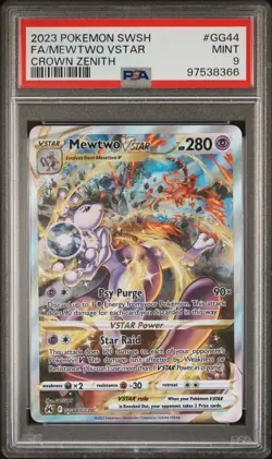 2023 POKEMON SWSH CROWN ZENITH GALARIAN GALLERY MEWTWO VSTAR GG44/GG70 PSA 9 - Image 1