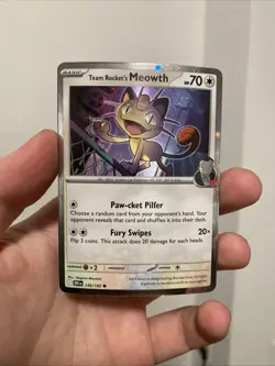 Team Rocket's Meowth 149/182 Cosmo Holo -Pokemon TCG Promo Destined Rivals NM - Image 1