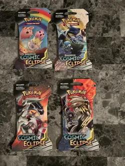 Pokemon TCG Sun & Moon Cosmic Eclipse Art Set Sleeved Booster Pack 4x - Image 1
