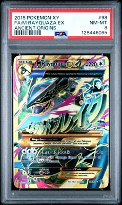 2015 POKEMON XY ANCIENT ORIGINS #98 FULL ART/M RAYQUAZA EX PSA 8 - Image 1