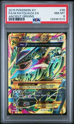 2015 POKEMON XY ANCIENT ORIGINS #98 FULL ART/M RAYQUAZA EX PSA 8 - Image 1