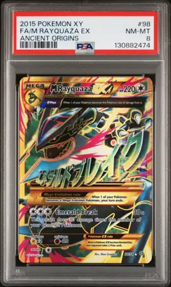 2015 POKEMON XY ANCIENT ORIGINS #98 FULL ART/M RAYQUAZA EX PSA 8 - Image 1