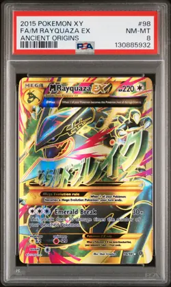 2015 POKEMON XY ANCIENT ORIGINS #98 FULL ART/M RAYQUAZA EX PSA 8 - Image 1