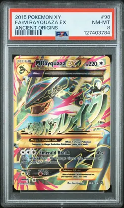2015 POKEMON XY ANCIENT ORIGINS #98 FULL ART/M RAYQUAZA EX PSA 8 - Image 1