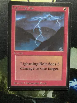 Magic The Gathering Beta Lightning Bolt Card LP Condition - Image 1